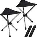 REDCAMP 2 Pack Ultralight Camping stools with Retractable Legs, Portable 3 Legged Tripod Camping Stools for Adults Fishing Backpacking Hunting, Black