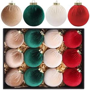 Ochine 12 Pcs Velvet Christmas Ornaments - Velvet Christmas Tree Ball Ornaments for Xmas Decorations Color F