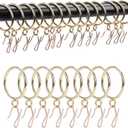 Curtain Rings with Hooks Rustproof Metal Drapery Rings with Eyelets and Pinch Pleat Curtain Hooks for Window Door Shower Curtain 1 Inch Inner Diameter 24 Pack Gold TXZWJZ