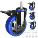 3 Inch Swivel Stem Caster Wheels Heavy Duty Threaded Stem Mount Casters Set of 4 with American Size UNC 3/8"-16 x 1