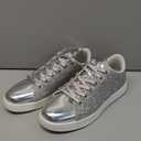 LUCKY STEP Glitter Shoes Sparkly Bling Shiny Bedazzled Lace up Fashion Sneakers for Women (10, Silver)