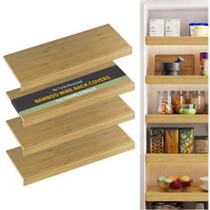 Bamboo Wire Shelf Covers, 42" W x 16" D, 4-Pack, Natural