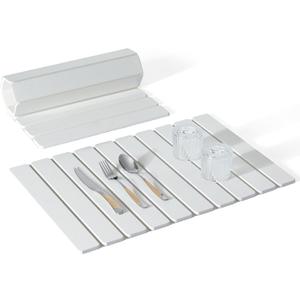 Large Stone Dish Drying Mat for Kitchen Counter, 24"16" Quick Dry Collapsible Diatomaceous Earth Mat  Super Absorbent Foldable Drying Pad for Dishes (White, 23.2" x 15.4")