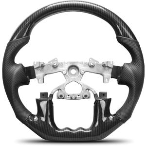 Hydro-Dip Carbon Fiber Steering Wheel For Nissan Patrol Y62 2019-2024 D-shaped With stitching Nappa Perforated Leather Flat-bottom Steering Wheel