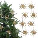 6 Inch Set of 8 Glitter Large Star Hanging Ornaments Christmas Tree Decorations Plastic Festive Embellishments Pendant, Shiny Holiday Decor(Gold)
