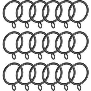 PATIKIL 1.3 Inch Inner Dia Curtain Rod Rings with Eyelets, 18 Pcs Metal Drapery Ring for Curtain Rods Hoop Pins, Black