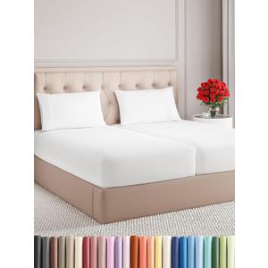 Split King Size 5 Piece Sheet Set - Comfy Breathable & Cooling Bed Sheets Set - Hotel Luxury Bedding for Women, Men, Kids, Teens, Boys & Girls - Deep Pockets, Soft and Wrinkle Free - Oeko-Tex - White