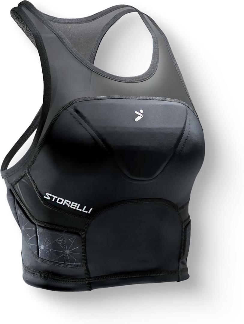 Storelli Womens Bodyshield Crop Top, High-Impact Chest and Rib Protection for Female Soccer Goalkeepers and Players (X-Small, Black)