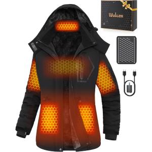 Wulcea Graphene Heated Jacket For Women 12V 18400mAh Fast Charge With Large Capacity (Black)