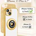 for iPhone 15 Plus Case - Women Glitter Bling Compatible with MagSafe Ring Stand Magnetic Phone Case Cute Girly Sparkly Luxury Elegant Girls Aesthetic for Apple 15 Plus Cases - Gold (Shine Glod)