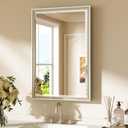 Keonjinn 20" x 30" Brushed Nickel Bathroom Mirrors for Over Sink, Silver Vanity Mirror for Wall, Thick Metal Framed, Beveled Edge Tempered Glass, Modern Farmhouse Rectangle Mirror for Bathroom Decor