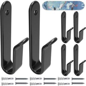 Horizontal Snowboard Wall Mount Clips - Snowboard Wall Rack Storage and Display for Room, Garage (black 6 pcs)