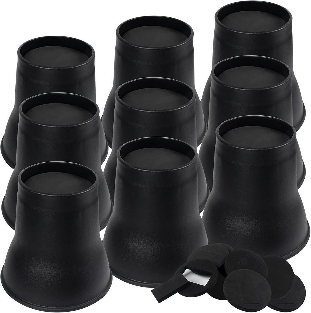 DEDU Bed Risers 6 Inch Heavy Duty 9 Pack, Furniture Risers with Caster Pads Supports Up to 6600 Lbs, Round Couch Risers for Sofas, Couch, Desk or Chair (Black)