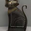 Cat Decor Wine Cork Holder Tabletop Wine Racks Shelf Metal Wine Bottle Holder Home Decor Wine Decor (Antique Silver)