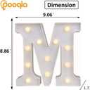 Pooqla LED Light Up Letters, Warm White and Colorful Lighted Marquee Letters with Remote, Lighted Letter for Party Birthday Decorations, Gift for Girls Boys Night Light, Wedding Home Decor, Letter M