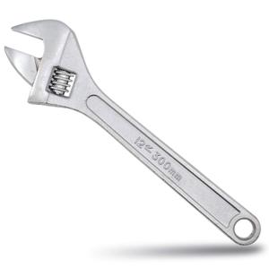 Dr.Luck 12 Inch Silver Adjustable Wrench, 40mm Wide Jaw Opening, Drop Forged Steel Heat Treated Chrome-plated, Professional Garage DIY Classic Proto Tools