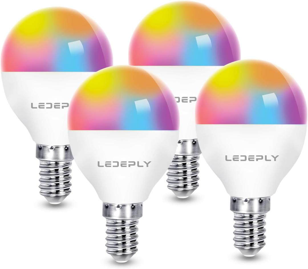 A15 LED Smart Bulb, 5W=40W,Compatible with Alexa Google Assistant, E12 Base, G45 Ceiling Fan Light Bulbs, 2.4G WiFi ONLY, 4 Pack