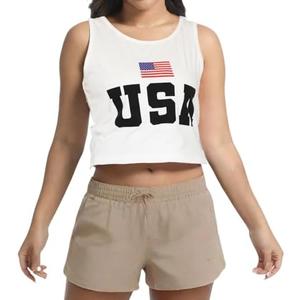GUANGHE Women American Flag Tank Tops Adult USA Flag Shirt 4th of July Patriotic Sleeveless Tops, L