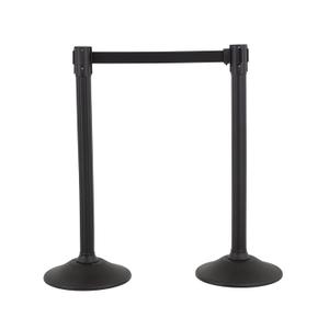 US Weight Sentry Stanchion with Retractable Belt, Easy Connect Assembly, Black, 6.5' Belt (2 Pack)