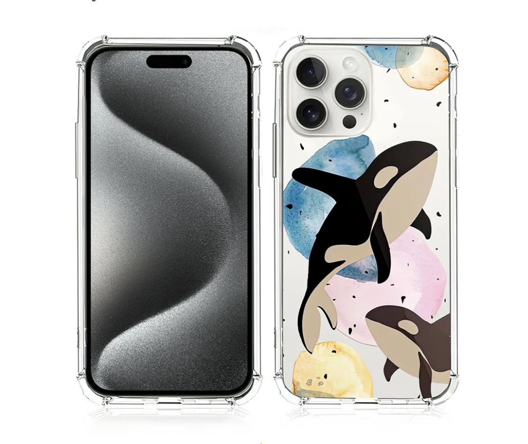 Smoaffly Compatible for iPhone 15 Pro Max Clear Case,Whales Design for Women Girls,Soft TPU Four Corner Reinforced Protective Cover,Bumper Shockproof Full Body Protection for iPhone 15 Plus 6.8"