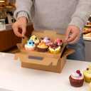 FORBFAN 50 Pcs Cupcake Boxes 6 Count with Handle, Kraft Portable Muffin Boxes, Gable Party Favor Treat Boxes for Wedding Birthday Party