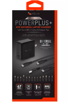 Helix Wall Charger With USB-C Cables And Adapters