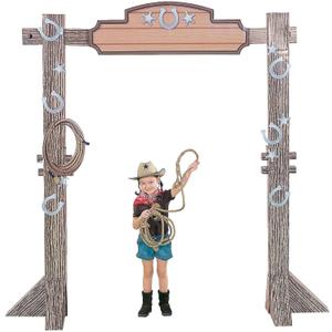 Fun Express Western Party Decorations Cowboy Theme Entry Arch 6 Feet Tall with 13 Ranch Cutouts - Rodeo Birthday Decor for Cowgirl Cowboy Party Supplies | Wild West Themed Celebration Kit