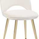 Vanity Chair with Adjustable Back Vanity Stool with Backrest Multifunction Chair for Dressing Home Office Kitchen Dinning Room and Living Room(Adjustable Backrest-Velvet White)