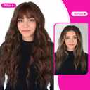 Brown Wig with Bangs Long Curly Wig for Women long Chocolate Brown Wavy Wigs skin-friendly synthetic fibersc for festival holiday Use 26IN