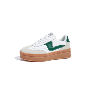 LUCKY STEP Women's Platform Fashion Sneakers Thick Sole Suede Genuine Leather Classic Rubber Gum Sole Low Top Casual Walking Shoes Size 8,5