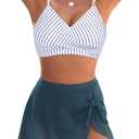 Blooming Jelly Womens High Waisted Bikini Set Gold Metal Two Piece Swimsuits Tummy Control Tie Knot 2026 Bathing Suits (Blue, S)