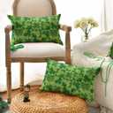 AVOIN colorlife St Patricks Day Clover Polka Dot Green Throw Pillow Covers, 12 x 20 Inch Check Shamrock Cushion Case Decoration for Sofa Couch Set of 2