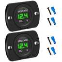 Linkstyle 2 PCS DC Volt Meter 12V, Battery Voltage Gauge 12V, Digital Voltage Meter 12 Volt, Waterproof LED Voltmeter Gauge, Panel Mount Voltmeter for Car Boat Marine Motorcycle Truck RV ATV UTV (Green)