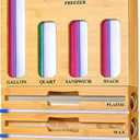 Calmbee 9 IN 1 Storage Bag Organizer for Kitchen Drawer, Bamboo Foil and Plastic Wrap Storage, Organizers Compatible Gallon, Quart, Sandwich Snack Size