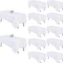 12 Pack White Table Cloth 60x126 Inch Rectangle Tablecloths for 8 Foot Rectangle Tables, Wrinkle Resistant Washable Polyester Fabric Rectangular Table Cover for Dining Banquet Wedding Party