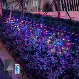 Solar Garden Firework Lights Outdoor, 5 Pack 450 LED 8 Lighting Modes Waterproof Landscape Decorative Sparklers Twinkling Starburst Lights for Yard Pathway Walkway Christmas, Colorful
