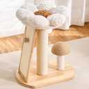 HITTITE Solid Wood Cat Tree Tower, Cat Scratching Post with Bed, 27" Small Flower Cat Tree, Compact Cat Tower with Scratching Pad and Cat Bed, Mushroom Modern Cat Tower for Indoor Cats Large Adult.