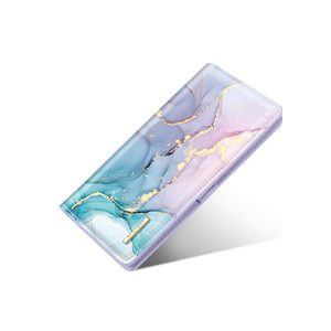 Ultra Slim Womens Wallet Minimalist Thin Long Leather Bifold Wallet RFID Blocking Card Holder Organizer with Zipper Coin Pocket Ladies Girls Gift Purse, Gradient Marble