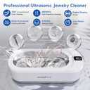 Upgraded KUNPHY Ultrasonic Jewelry Cleaner with 50ml Solution, 48KHZ, 12OZ Capacity, Ultrasonic Cleaner with 3 Digital Timer, Touch Control, Idea for Jewelry, Eyeglass, Rings, Diamond