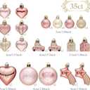 Valery Madelyn 35Pcs Valentines Heart Shaped Ornaments Gift Pack, Christmas Craft Painted Tree Heart Decorations, Pink Rose Gold Christmas Baubles Hanging Party Wedding Anniversary Decor