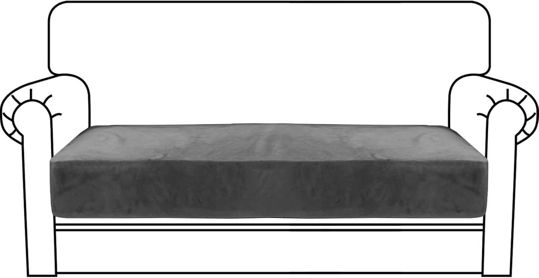 MAXIJIN Velvet Stretch Couch Cushion Covers Soft Loveseat Cushion Cover Replacement Sofa Seat Cushion Slipcovers RV Protector with Elastic Bottom (1 Piece Loveseat Cushion Cover, Gray) (Grey)