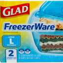 Glad GladWare FreezerWare Food Storage Containers with Lids, Large Rectangle BPA Free Plastic for Freezing Soups Meals and Batch Cooking, Crack Resistant, Microwave Dishwasher Safe, 64 Oz, 2 Count
