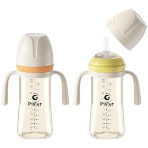 Piifur Sippy Cups for Toddlers 1-3 No Spill Straw with Handle Water Bottle 2 Pack 10 Ounce