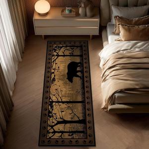 Rustic Rugs 2x5 for Entryway,Bear Country Cabin Wildlife Kitchen Rug Washable Indoor Door Mat Non Slip Accent Throw Rugs Vintage Floor Carpet Bedroom Area Carpet Runners for Hallway,Entry,Laundry