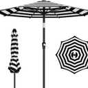 AreShark 9 FT Patio Umbrella for Outdoor, Outdoor Table Umbrella with Push Button Tilt and Crank, Outdoor Patio Umbrellas with 8 Sturdy Ribs for Market, Garden, Pool (Black & White Stripe)