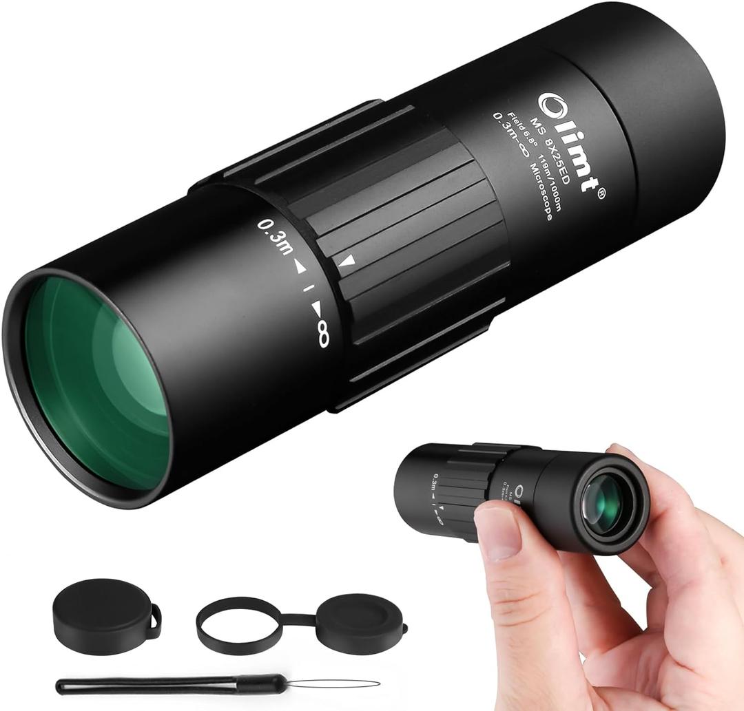8x25 Monocular Telescope Mini Pocket Monocular Compact Monoculars for Adults (8X25 Black 1)