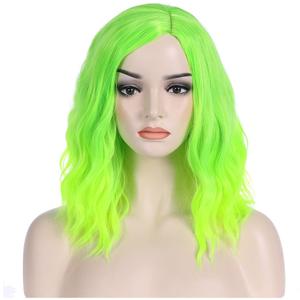 BERON Green Wig - Short Curly Lime Green Synthetic Wig for Women & Girls - Heat Resistant