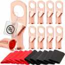 10pcs 4 Awg - 3/8" (M10) TKDMR Wire Lugs Ring Terminal Connectors Ends, UL Listed Heavy Duty for Battery Cable Lug Wire Electrical Eyelets with 4:1 Dual Wall Adhesive Heat Shrink