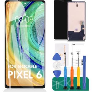 OLED for Google Pixel 6 LCD Screen Replacement for Google Pixel 6 LCD Display Touch Screen Display Assembly Repair Kits with Frame GB7N6, G9S9B16, G9S9B, GR1YH (with Fingerprint Function)
