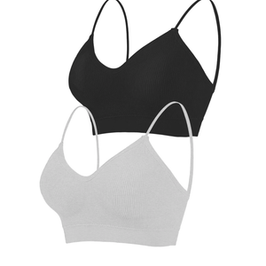 2-6PCS Women's V-Neck Padded Seamless Straps Bralette, Everyday Basic Sleeping Bra, Sports Bras for Women, Sports Bra M/L